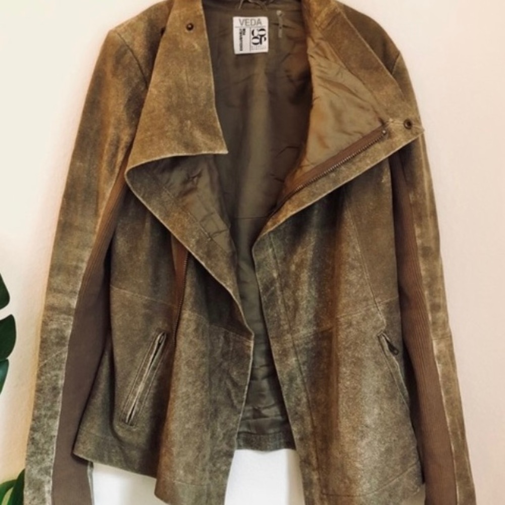 Veda For Barney's Coop Leather Jacket Blazer Distressed Size Petite $998